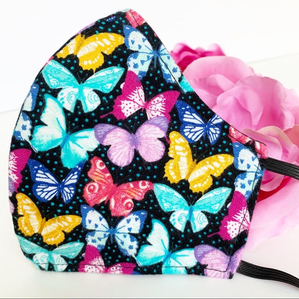 2/$20 Triple Layer Handmade Face Mask butterflies